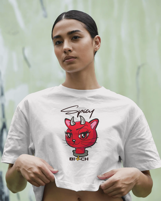 Womans Spicy Devil Crop-Top T-shirt