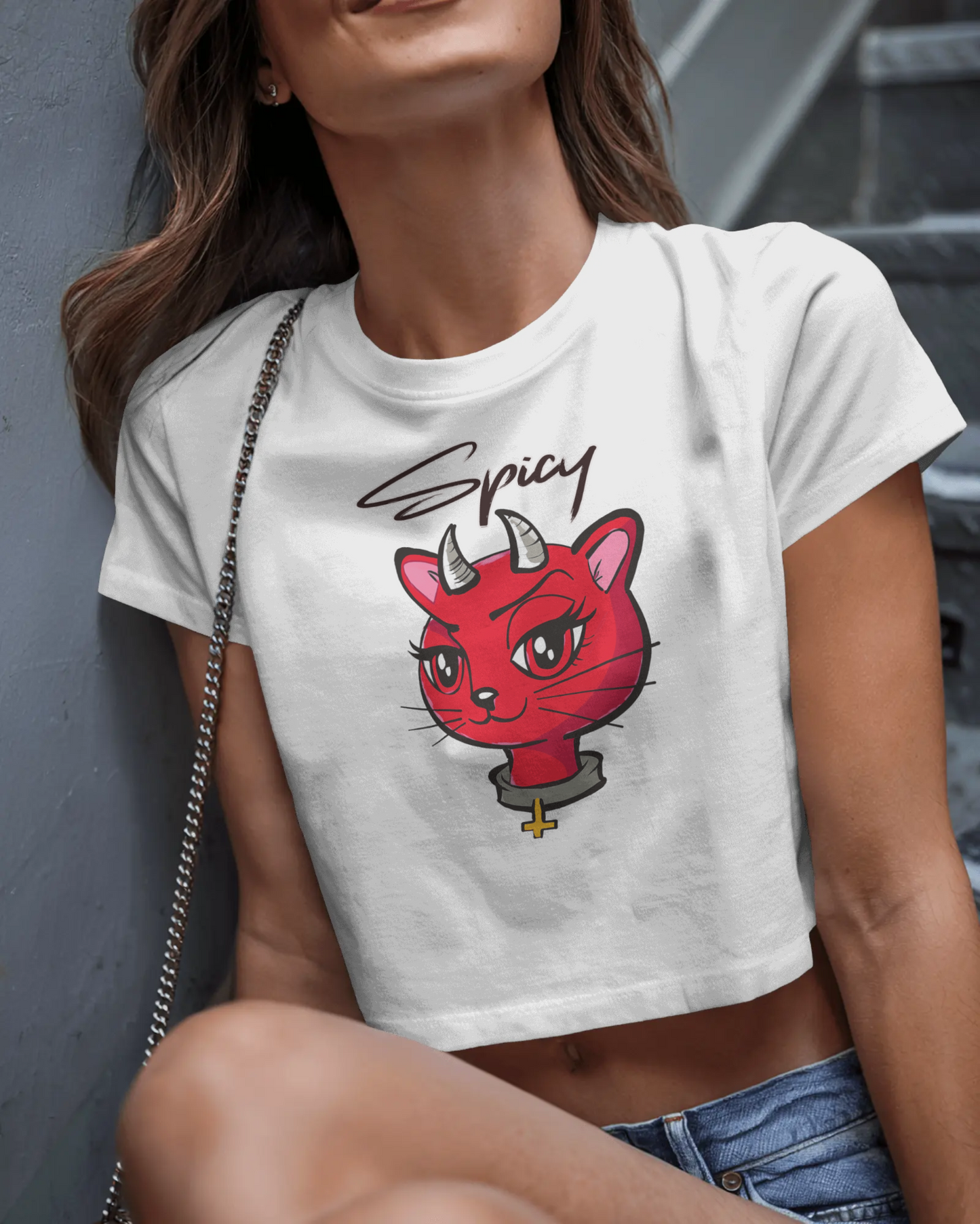 Womans Spicy Devil Crop-Top T-shirt