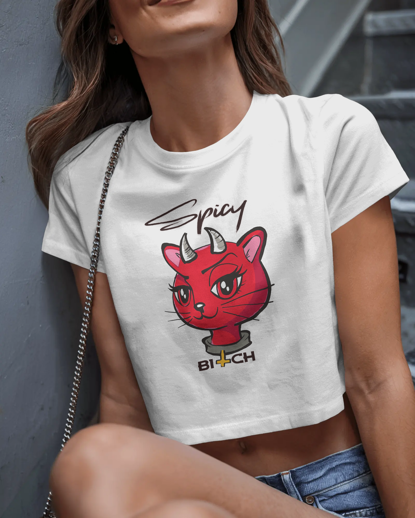 Womans Spicy Devil Crop-Top T-shirt