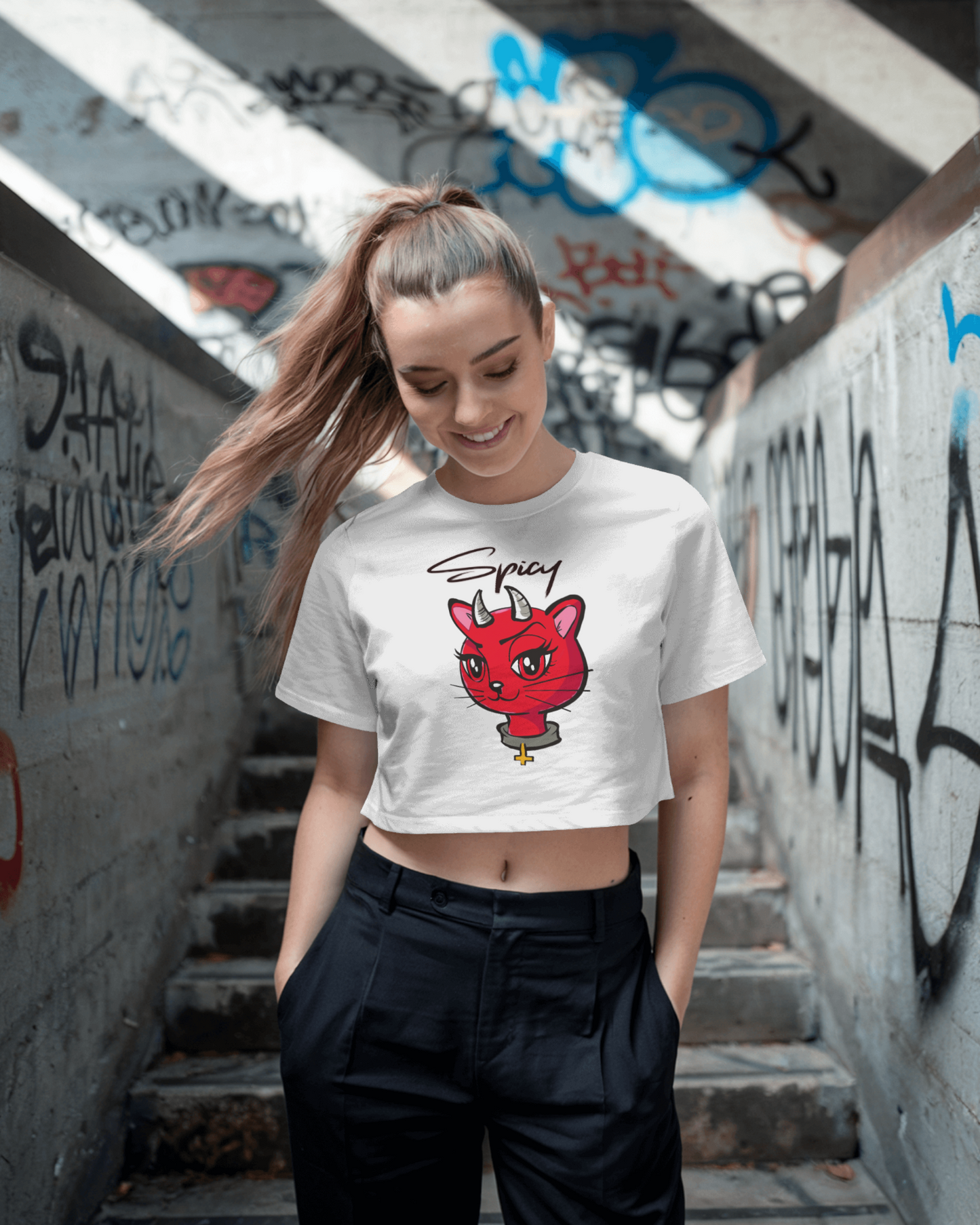 Womans Spicy Devil Crop-Top T-shirt