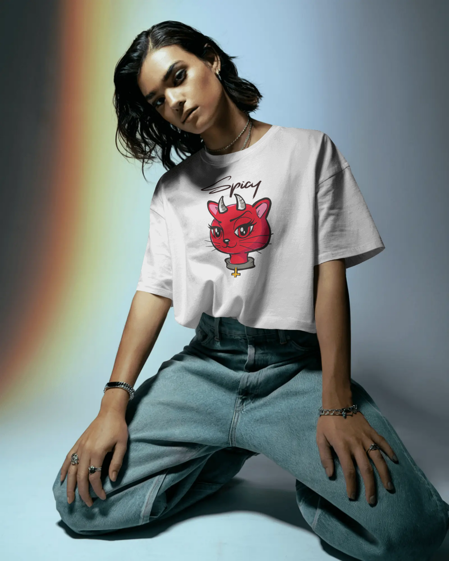 Womans Spicy Devil Crop-Top T-shirt